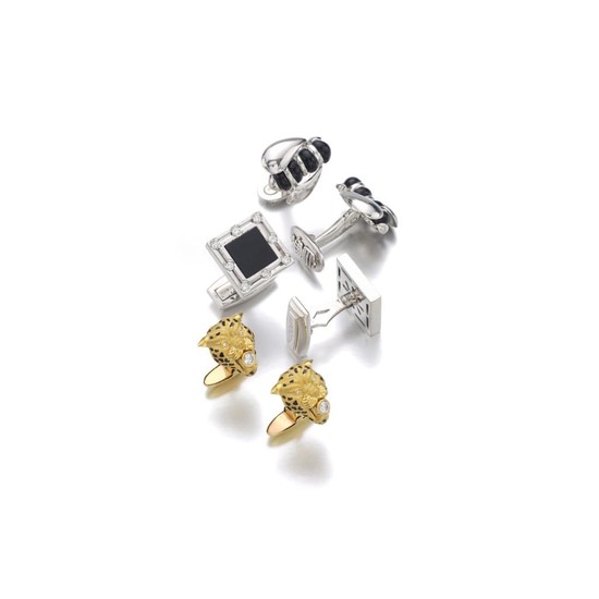 A PAIR OF CUFFLINKS, DE GRISOGONO, AND TWO PAIRS OF CUFFLINKS