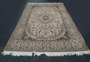 A Persian Nain Rug, wool combined with silk