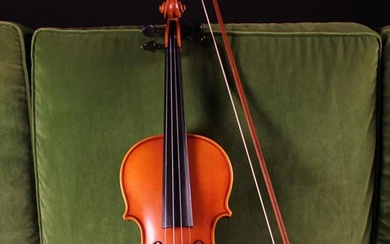 A Quality Violin & Bow: The Italian Violin by Spataffi Guerriero, Gubio 1989. The body having a 14''