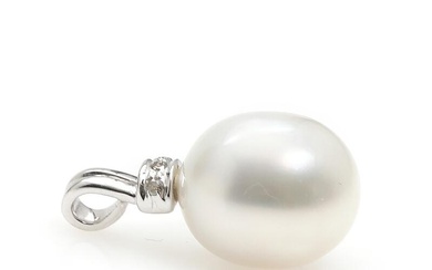 A South Sea pearl and diamond pendant set with a cultured South...