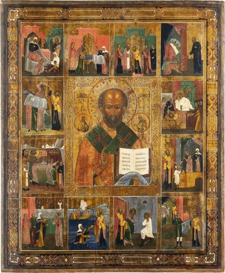 A VERY LARGE VITA ICON OF ST. NICHOLAS OF MYRA Russian, 3rd