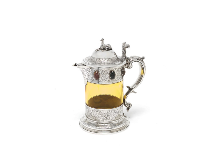 A Victorian silver and hardstone ewer