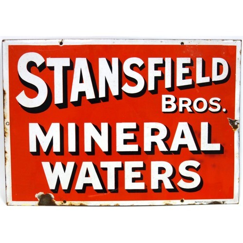 A Vintage enamel sign for ‘Stansfield Bros Mineral Waters’, ...