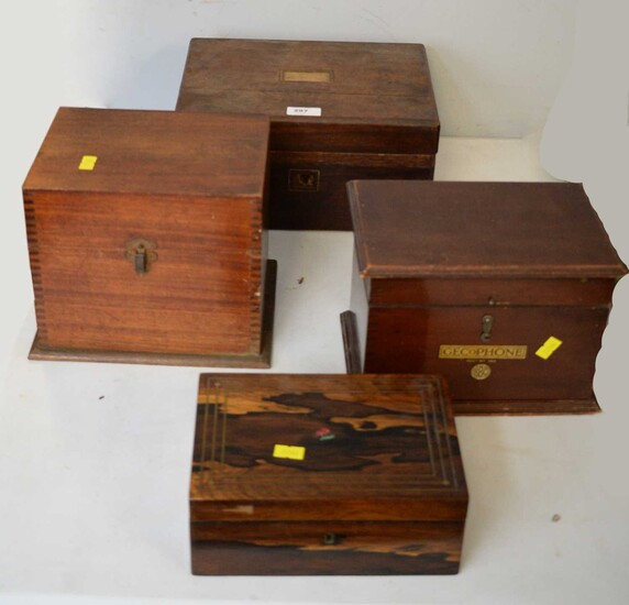 A collection of various early 20th Century and later stained wood writing boxes