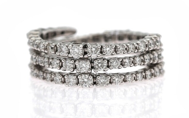 SOLD. A diamond ring set with numerous brillilant-cut diamonds weighing a total of app. 1.25...
