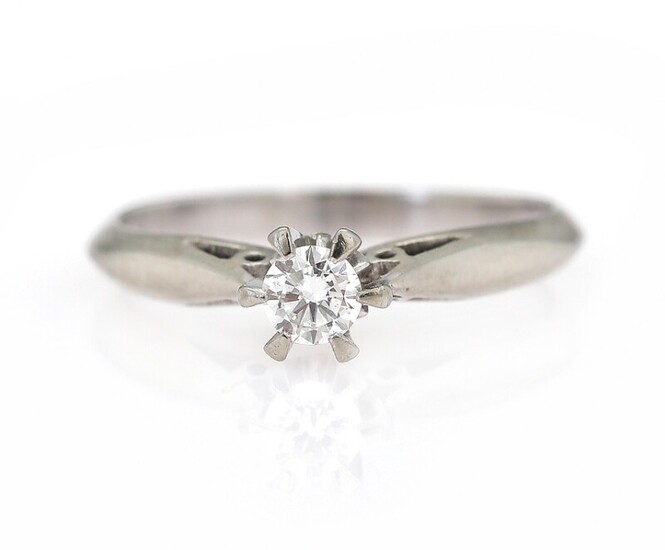 NOT SOLD. A diamond solitaire ring set with a brilliant-cut diamond, mounted in 14k white...
