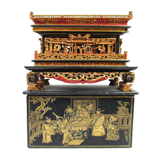 A gilt-lacquer wooden festival day shrine and cover
