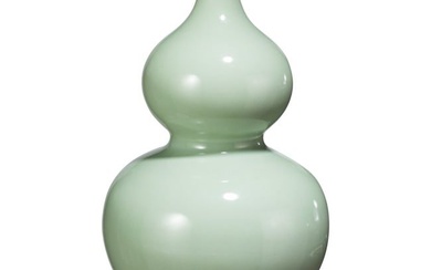 A large Chinese celadon-glazed double-gourd vase mark, probably Qianlong period (1736 - 1795)
