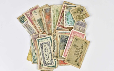 A large collection of world banknotes, approximately sixty-one.Condition Report There...