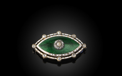 A late Victorian enamel and diamond brooch