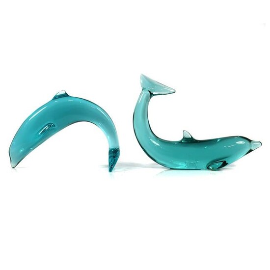 A pair of Baccarat dolphins