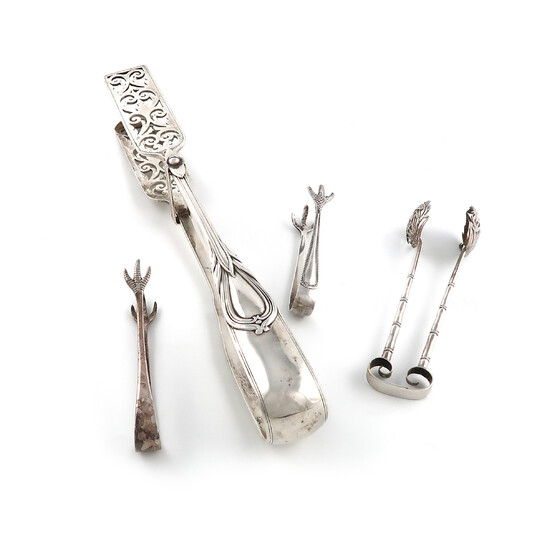 A pair of Edwardian silver Lily pattern asparagus tongs