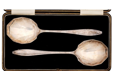 A pair of George V silver serving spoons, by Cooper Bros &a...