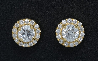 SOLD. A pair of ear pendants each set with numerous diamonds weighing a total of app. 0.57 ct., mounted in 18k gold. (2) – Bruun Rasmussen Auctioneers of Fine Art