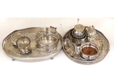 A quantity of silver plate including two trays with pierced ...