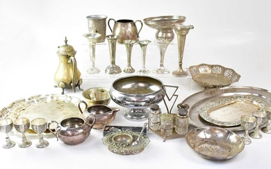 A quantity of silver-plated items to include a cruet set...