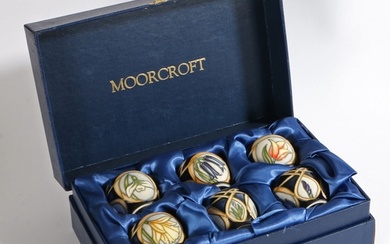 A set of six modern Moorcroft Spring Flowers egg cups, 2004,...