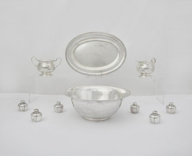 A ten piece group of sterling silver tableware