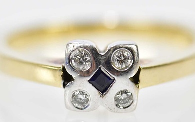 A yellow and white metal sapphire and diamond small five...