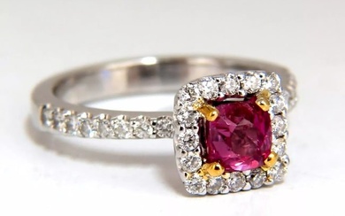 AIGS Certified 1.45ct natural no heat pink red ruby diamond ring 18kt unheated