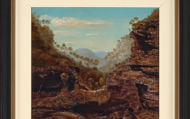 ARTIST UNKNOWN, Possibly Blue Mountains, oil on canvas, 50 x 50 cm. (19.6 x 19.6 in.), Frame: 74 x 74 x 4 cm. (29.1 x 29.1 x 1.5 in.)