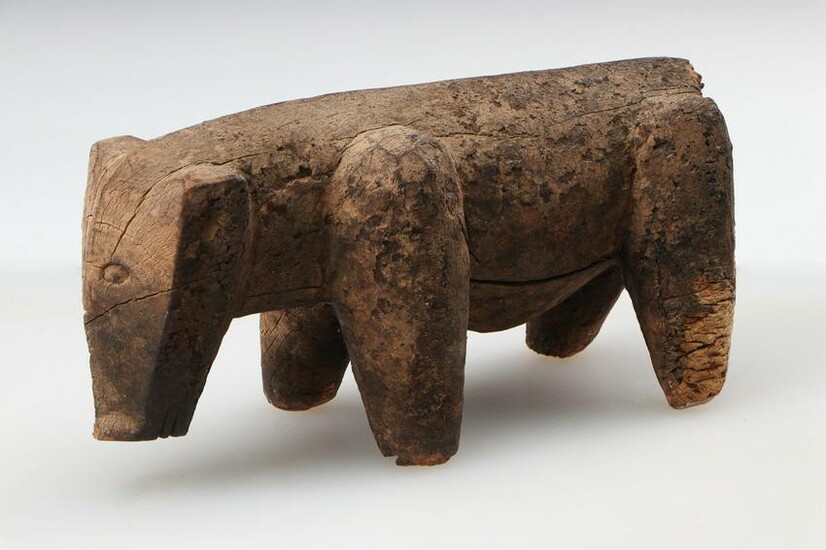 African Dogon Carved Wood Dog Figure, Early 20th C.