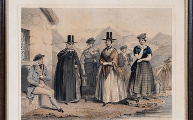 After H. Jones Del print depicting Welsh Costumes, frame size...
