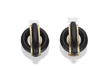 Aldo Cipullo for Cartier, Pair of Onyx and Agate Ear Clips