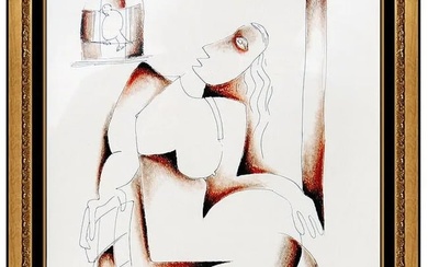 Alexandra Nechita Original Drawing Signed Cubism Portrait Petite Picasso Artwork