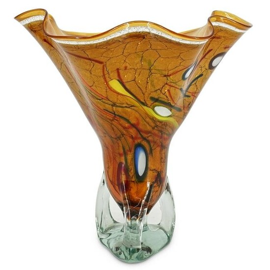 Amber & Yellow Murano Glass Vase