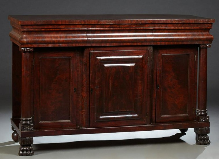 American Classical Carved Mahogany Sideboard, 19th c.