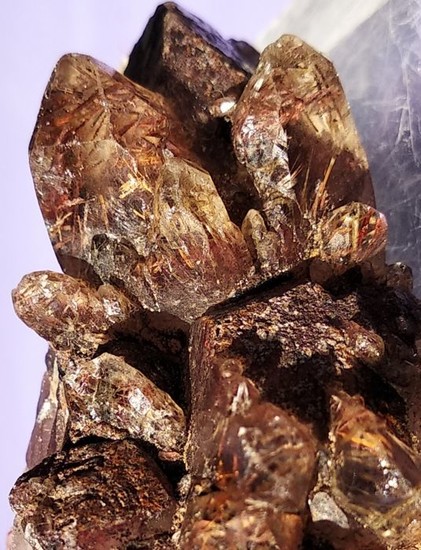 Amethyst on rutile quartz - 40×49×31 mm - 44 g - (1)