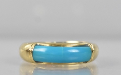 An Egyptian 18ct Gold and Turquoise Panel Ring, Central Dome...