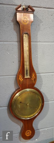 An early 19th Century mahogany wheel barometer with inlaid f...