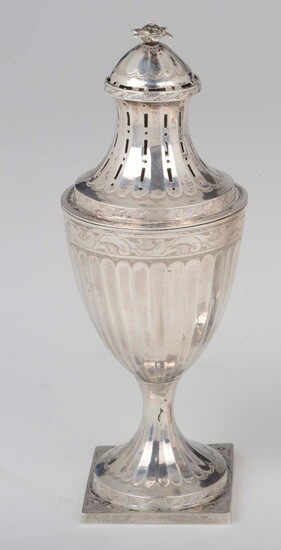 An embossed, fretworked and chiselled silver sugar spreader, silversmith Franciscus Kozlowsky, Copenhagen 1798