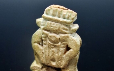 Ancient Egyptian Faience Bes Amulet - 37mm height