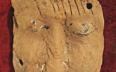 Ancient Egyptian Wood Sarcophagus Mask - 25 cm