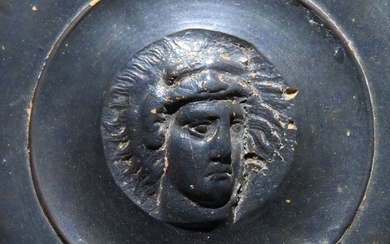 Ancient Greek Ceramic Apulian, 4th Century BC Guttus with Herakles head.