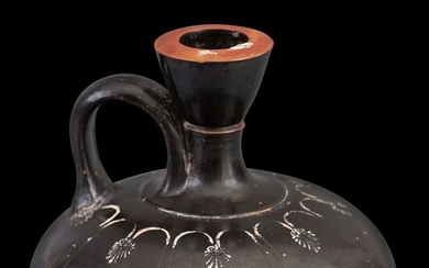 Ancient Greek Pottery Attic Squat Lekythos with floral decoration. 7 cm H, 7,5 cm D