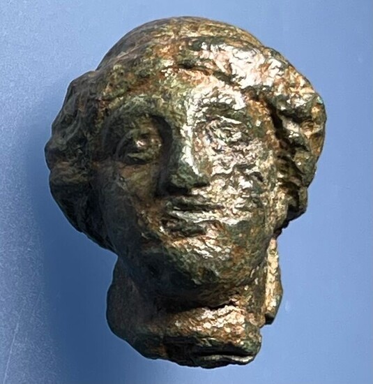 Ancient Roman Bronze Head of the Goddess of Love and Erotica Venus (Aphrodite) in Sublime and Very Expressive Style