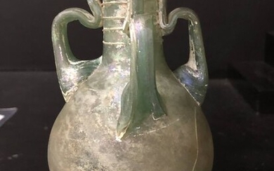 Ancient Roman Green glass amphora, 15,5 cm. Exhibited
