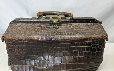 Antique Alligator Leather Large DR Doctors Medicine Bag