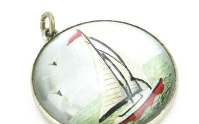 Antique English Essex Crystal Sail Boat Pendant