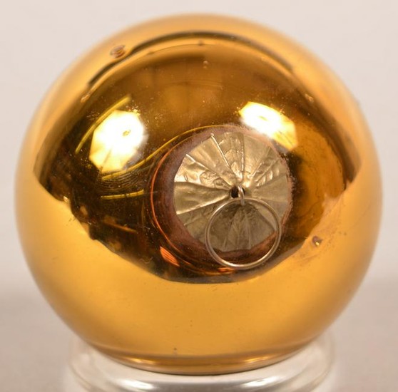 Antique French Amber Glass Ball Form Kugel.