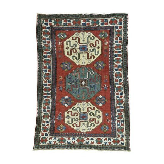 Antique Kazak Exc Cond 100 Percent Wool Oriental Rug