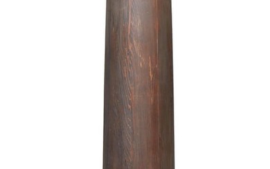 Antique Oak Column with Mable and Terra Cotta Capital, 19th c., moulded round white marble top