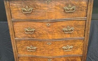 Antique Oak Highboy 5 Drawer Dresser