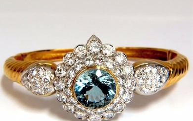 Aquamarine diamonds bangle bracelet 18kt 15.50ct Natural Italian Cluster+