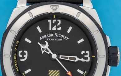 Armand Nicolet - Automatic S05-3 Diver Military Black Dial with Black Silicone Strap Swiss Made- "NO RESERVE PRICE" A713PGN-NR-G9610 - Men - Brand New
