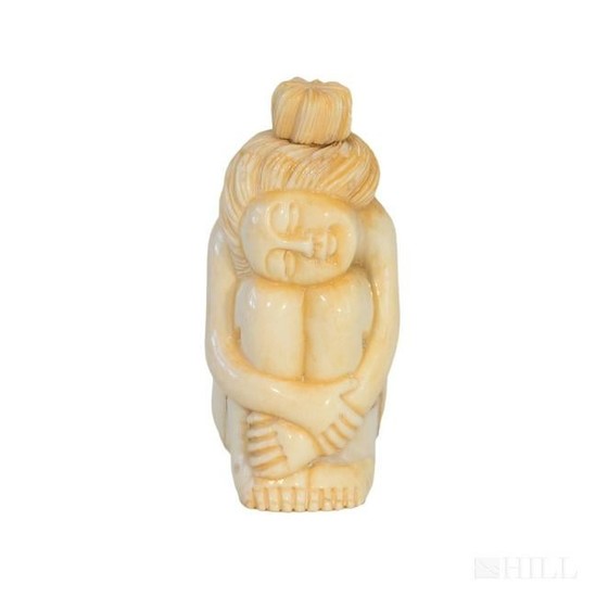 Asian Chinese Style Carved Bone Nude Snuff Bottle